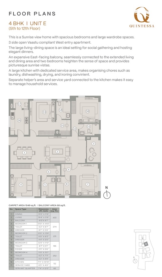 Quintessa : The Pinnacle of Luxury Living in the Heart of Kolkatas Kankurgachi Floor plan